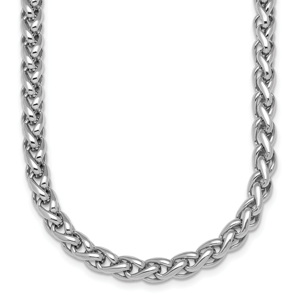 Sterling silver wheat chain, polished finish.