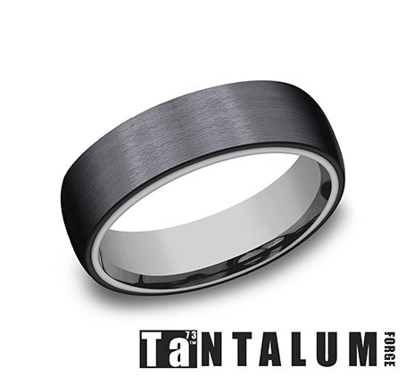 Satin-finish black titanium men's band.