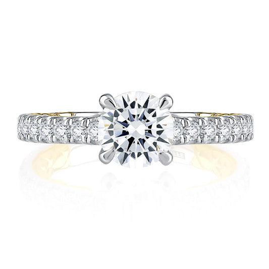 Round diamond engagement ring, white-yellow gold.