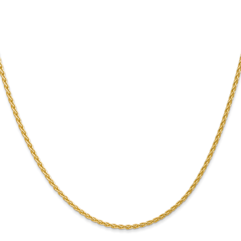 14K yellow gold wheat chain necklace.