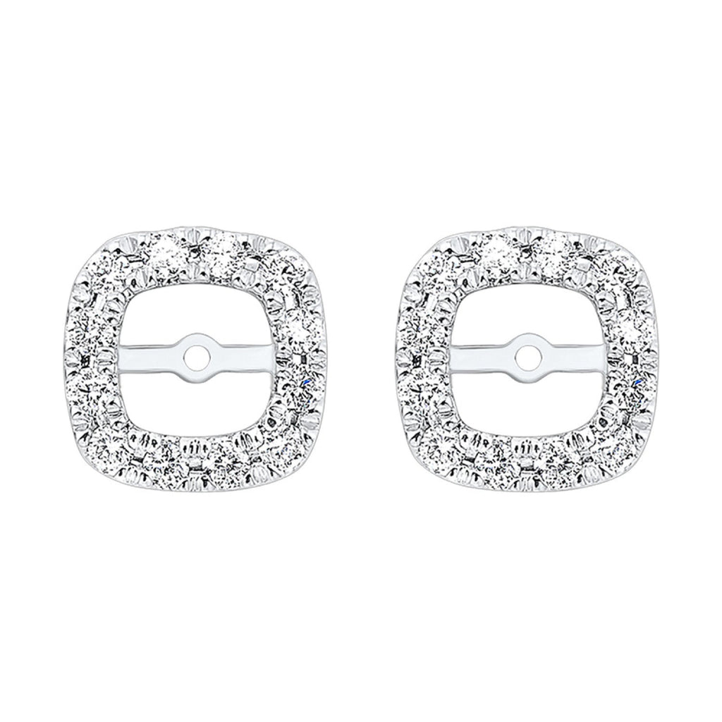Square diamond jackets, 14K white gold.