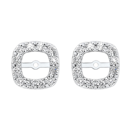 Square diamond jackets, 14K white gold.