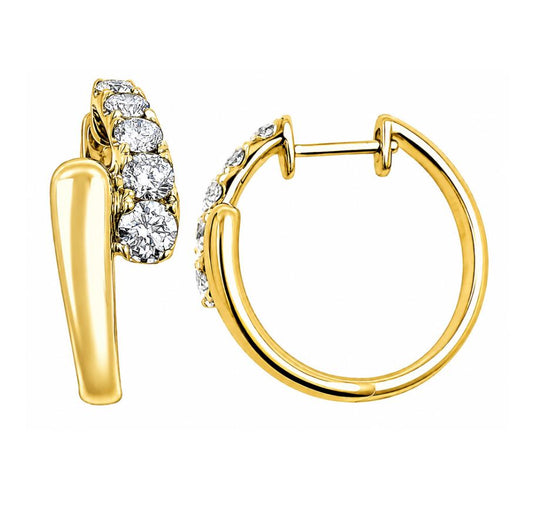 ReMARKable Designs Small Hoop Natural Diamond Earrings in 14 Karat White-Yellow Gold with 0.75ctw Round Diamonds