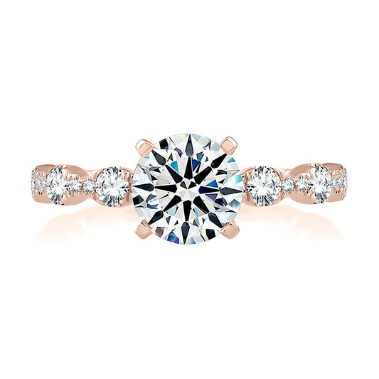 14K white gold ring with side diamonds.
