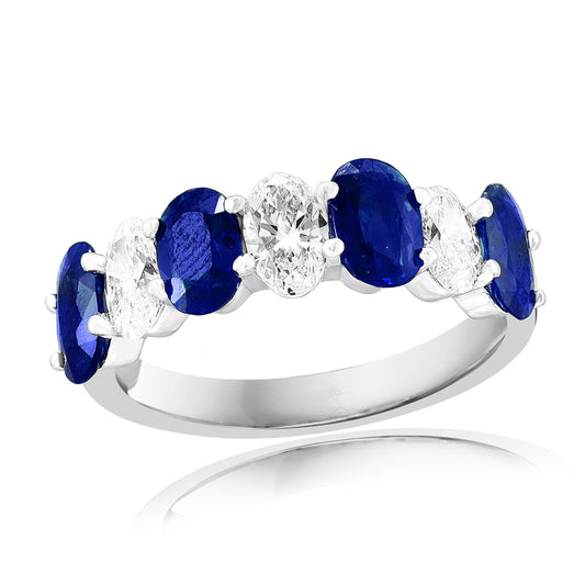 ReMARKable Designs Color Gemstone Band in 18 Karat White Gold with 4 Oval Sapphires 2.35ctw