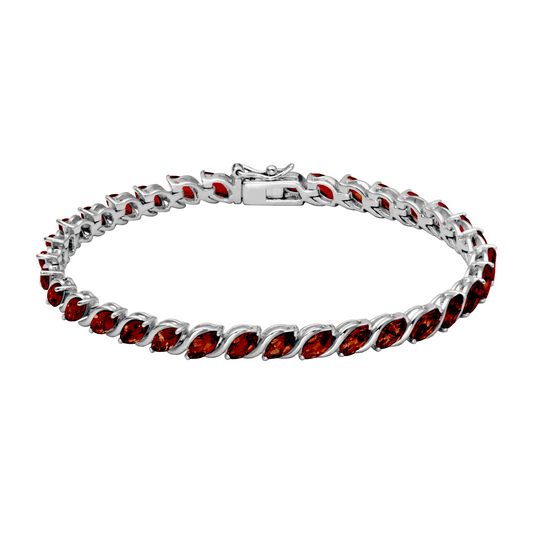 Sterling silver bracelet with marquise garnets.
