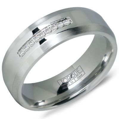 Cobalt band with nine round diamonds.