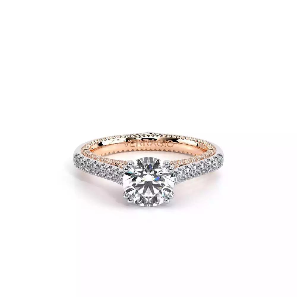 Verragio 18K White-Rose Diamond Engagement Ring, 70 Diamonds