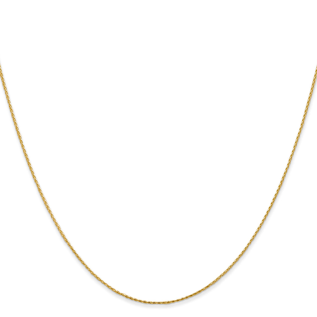 Diamond cut wheat chain, 14K yellow gold.