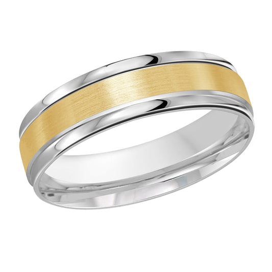 Marks Signature Men's Carved Band (No Stones) in 14 Karat White Yellow Gold 6MM