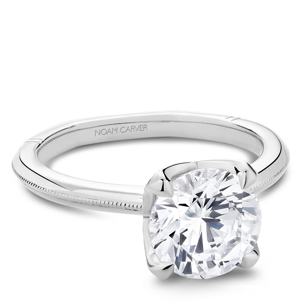 14K white gold ring with diamond accents.