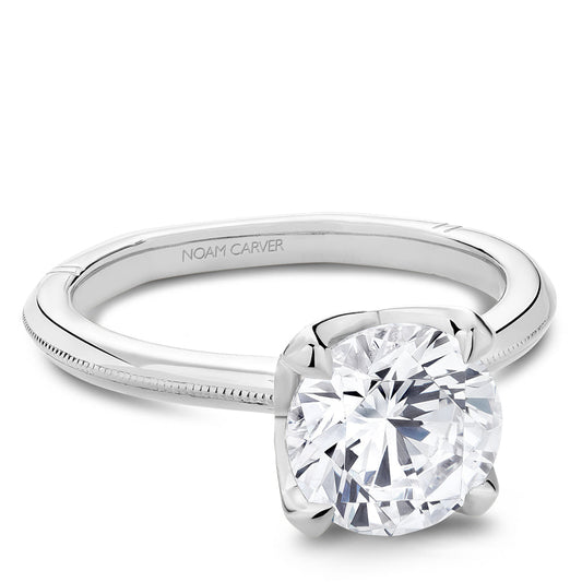 14K white gold ring with diamond accents.