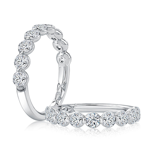 A. Jaffe Natural Diamond Band in 14 Karat White Gold with 1.35ctw G SI2 Round Diamonds