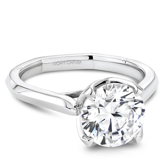 14K white gold solitaire ring setting.