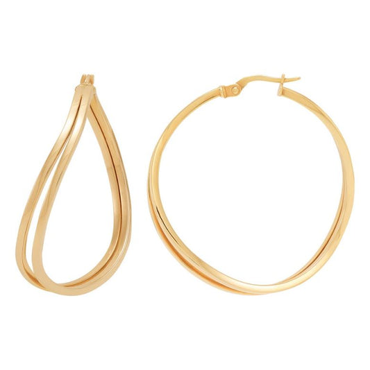 14K yellow gold large hoop earrings.