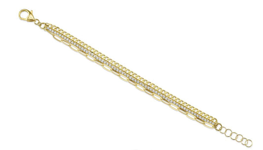 Multi-strand yellow gold diamond bracelet.