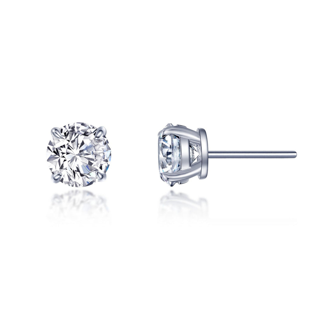 Simulated diamond earrings in platinum sterling silver.