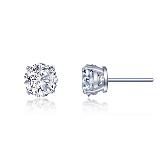 Simulated diamond earrings in platinum sterling silver.