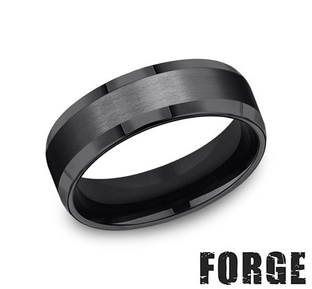 Black titanium band with carved detailing.