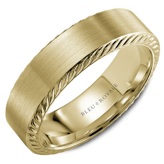 14K yellow gold band with braided edges
