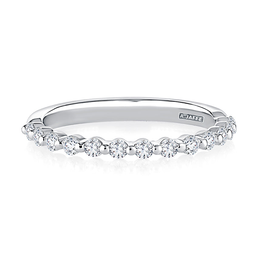 14K white gold diamond wedding band.