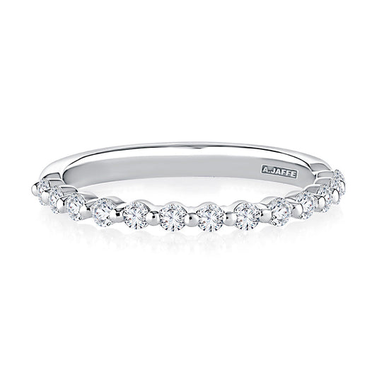 14K white gold diamond wedding band.
