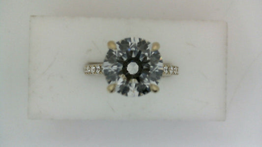 ReMARKable Designs Hidden Accent Side Stone Lab-Grown Diamond Complete Engagement Ring in 14 Karat Yellow Gold with 3.06ct Round Lab-Grown Diamond, Color: E, Clarity: VS2