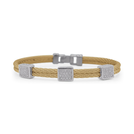 Yellow cable bracelet with diamond accents.