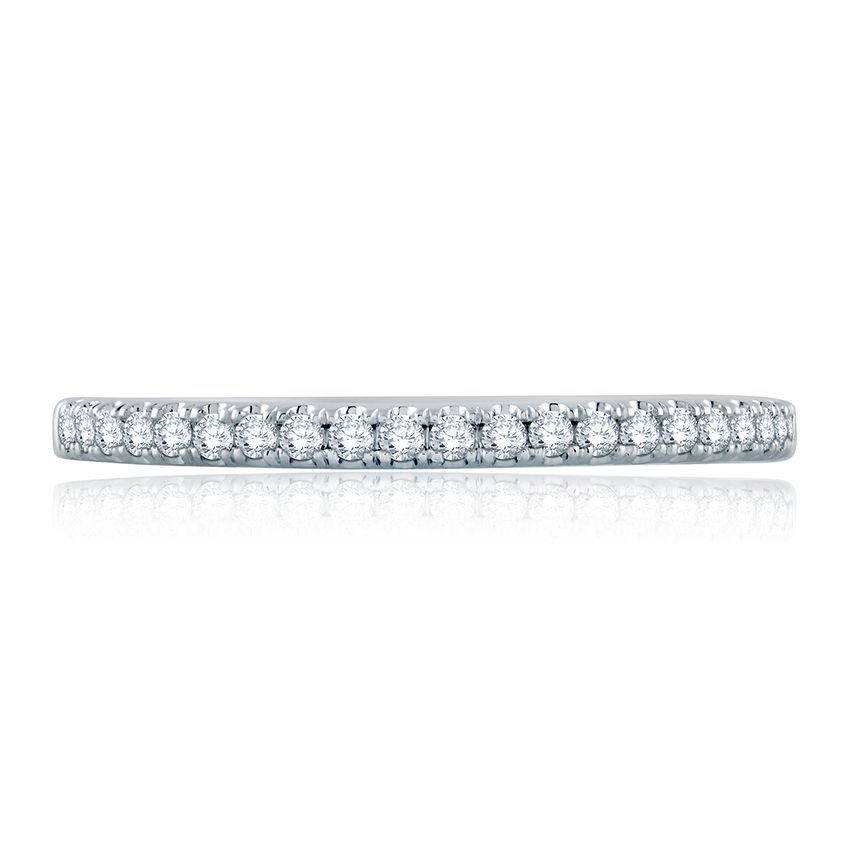 Stackable diamond band in white gold.
