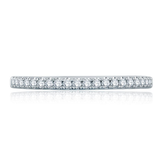 Stackable diamond band in white gold.