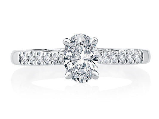 14K white rose gold diamond engagement ring.