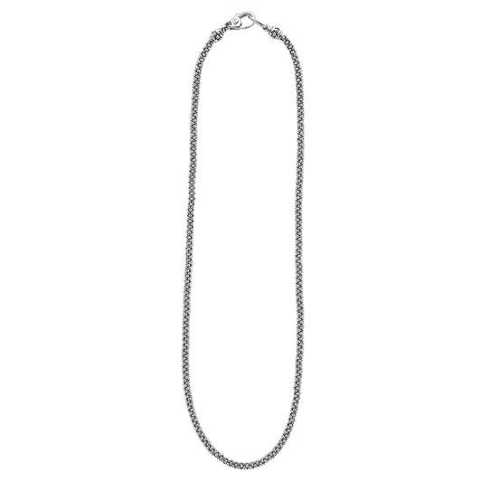 Sterling silver caviar chain necklace.