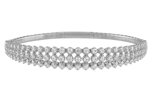 Flexible diamond bangle, 14K white gold.