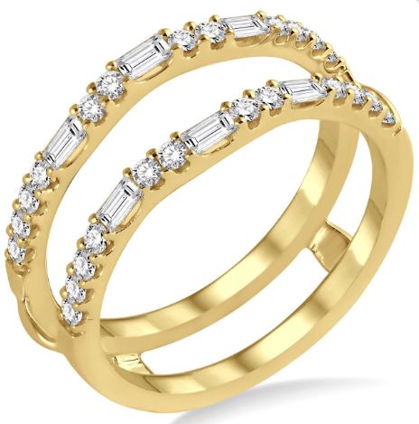 Diamond band with various shapes in gold.