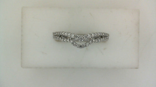 Contour white gold band with round diamonds.
