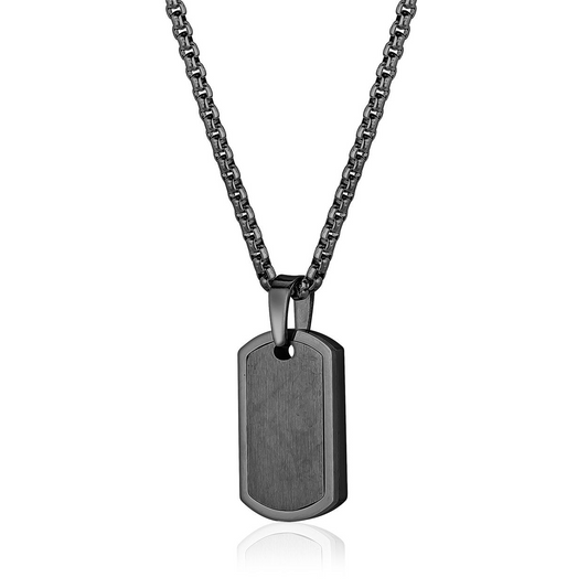 Grey stainless steel pendant with box chain.