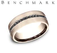 Tantalum band with round diamonds.