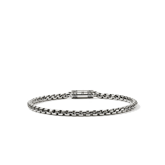 Sterling silver box chain bracelet, hidden clasp.