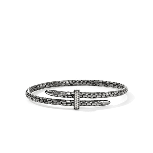 Sterling silver bracelet with round diamonds.