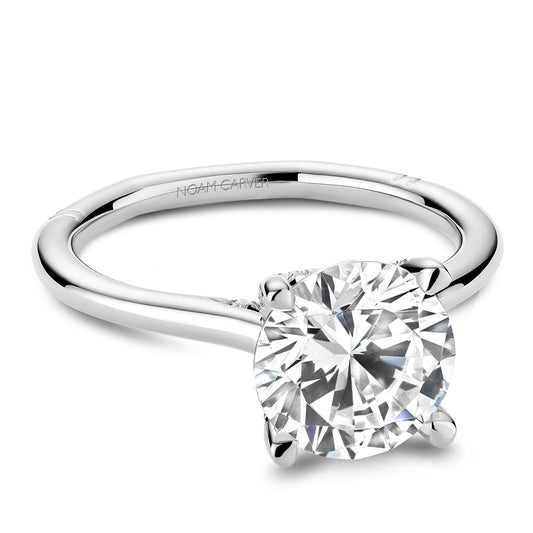 14K white gold ring with round diamonds