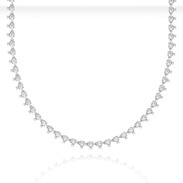 14K white gold diamond tennis necklace.