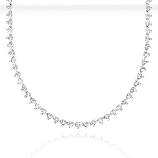 14K white gold diamond tennis necklace.
