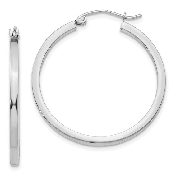 14K white gold hoop earrings.