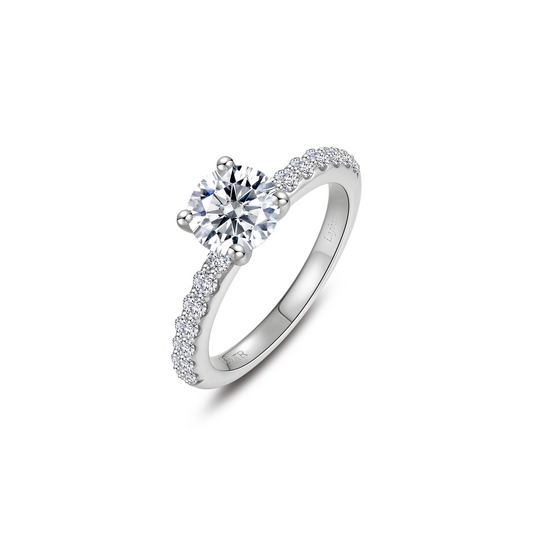 Simulated diamond ring in sterling silver.