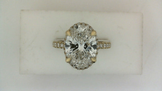 ReMARKable Designs Hidden Accent Side Stone Lab-Grown Diamond Complete Engagement Ring in 14 Karat Yellow Gold, Size 7