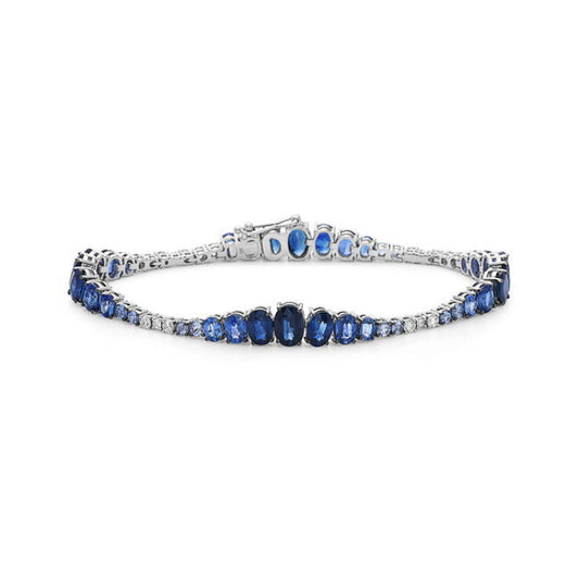 Oval sapphire and diamond bracelet.