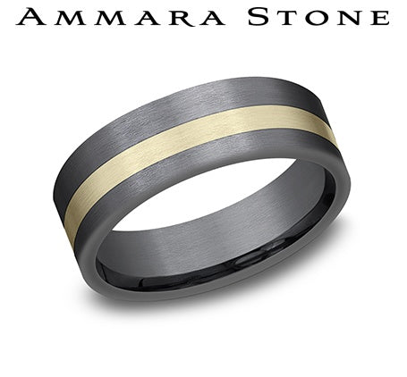 Tantalum band, yellow-grey contrast, satin finish.