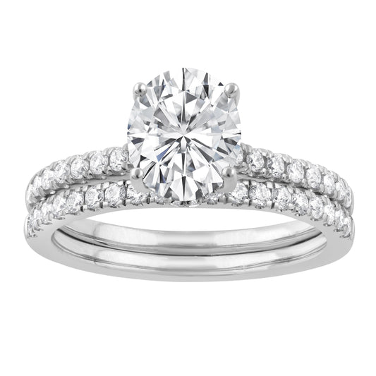 Oval diamond white gold engagement ring.