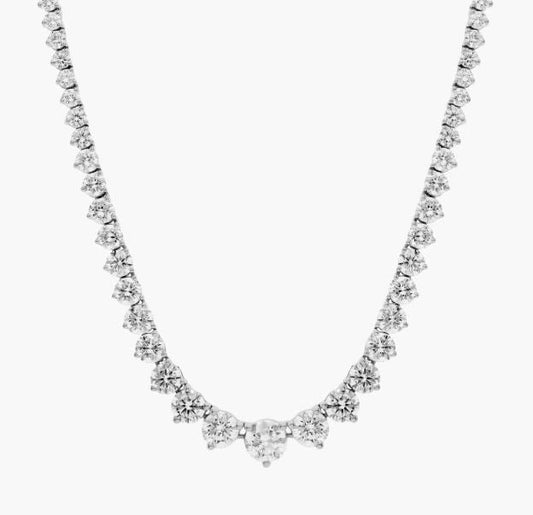 ReMARKable Designs Necklace in 14 Karat White Gold with 15.08ctw of Round Lab-Grown Diamonds