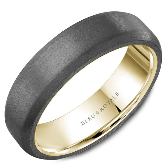 Tantalum ring with yellow-grey satin finish.